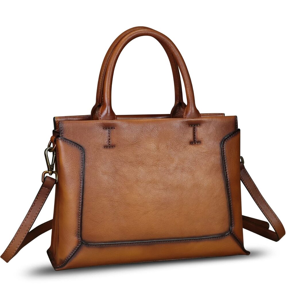 7562 Leather Satchel Leather Handbag Top Handle Bags Handmade Purse